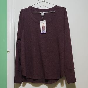 Nine West Burgundy Scoop Neck Pullover Sweater